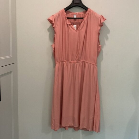 OLD NAVY Waist-Defined Crinkle-Chiffon Ruffle-Sleeve Dress  XXL tall - Picture 9 of 14